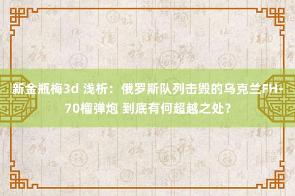 新金瓶梅3d 浅析：俄罗斯队列击毁的乌克兰FH-70榴弹炮 到底有何超越之处？