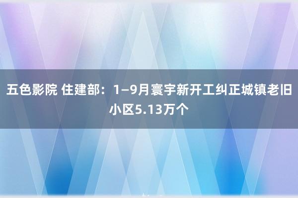 五色影院 住建部：1—9月寰宇新开工纠正城镇老旧小区5.13万个