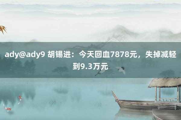 ady@ady9 胡锡进：今天回血7878元，失掉减轻到9.3万元