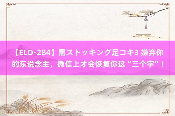 【ELO-284】黒ストッキング足コキ3 嫌弃你的东说念主，微信上才会恢复你这“三个字”！