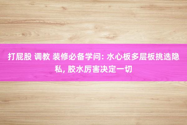 打屁股 调教 装修必备学问: 水心板多层板挑选隐私， 胶水厉害决定一切